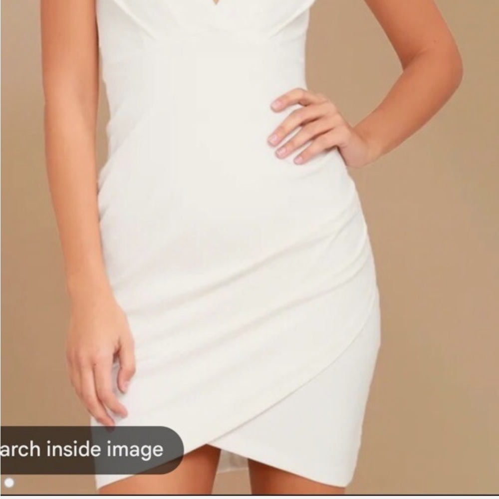 Lulu's White Side-Shirred cocktail dress, Size xs - Picture 3 of 4